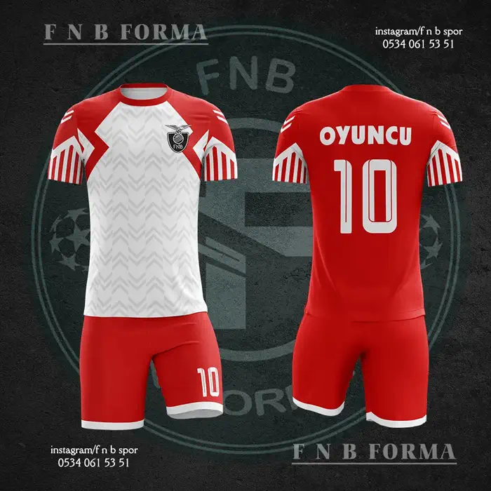 Beyaz zemin kırmızı omuzlu zigzag desenli